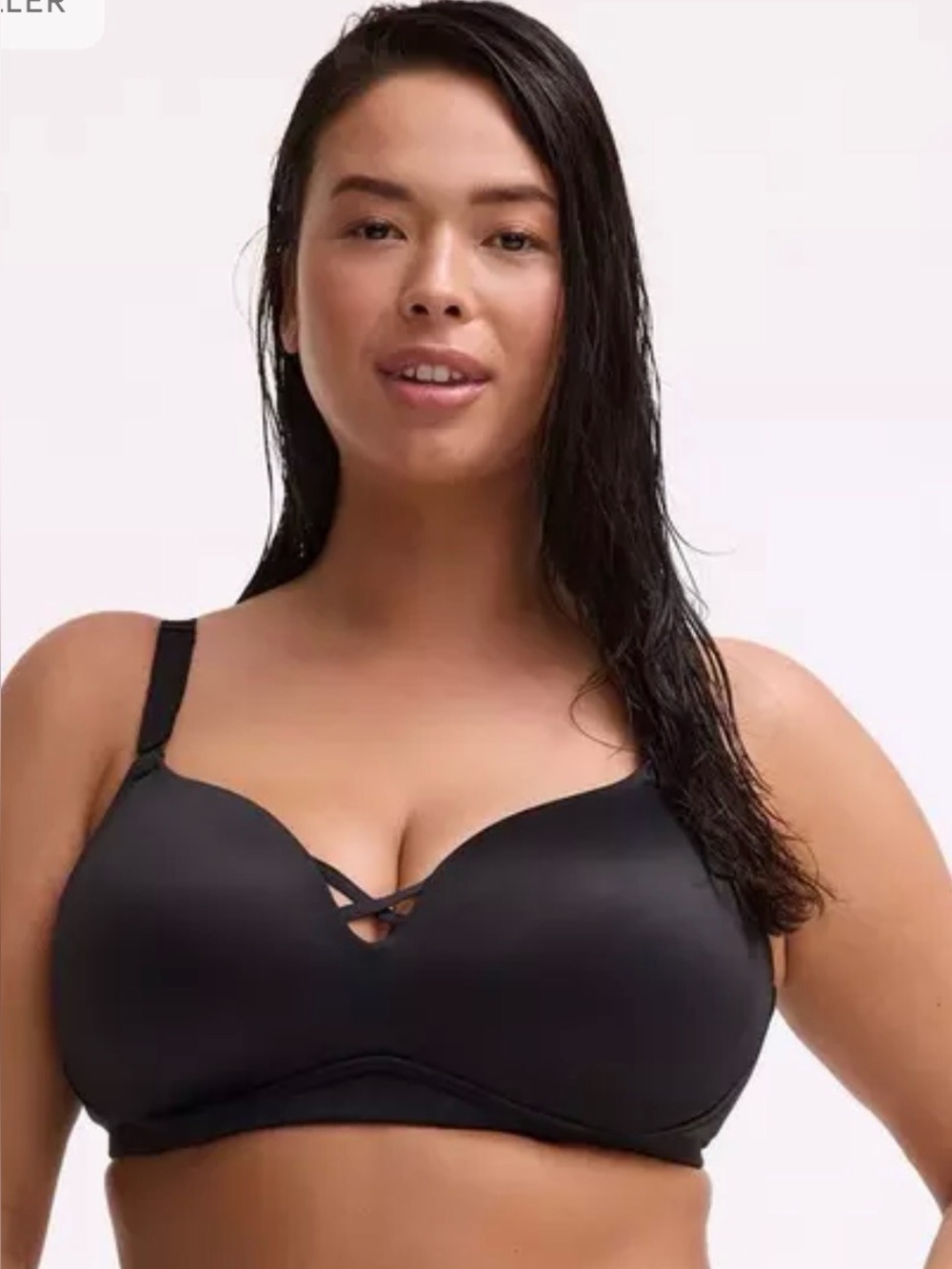 TORRID Curve 38DDD Wire-Free Push-Up Plunge 360 Back Smoothing Bra Black